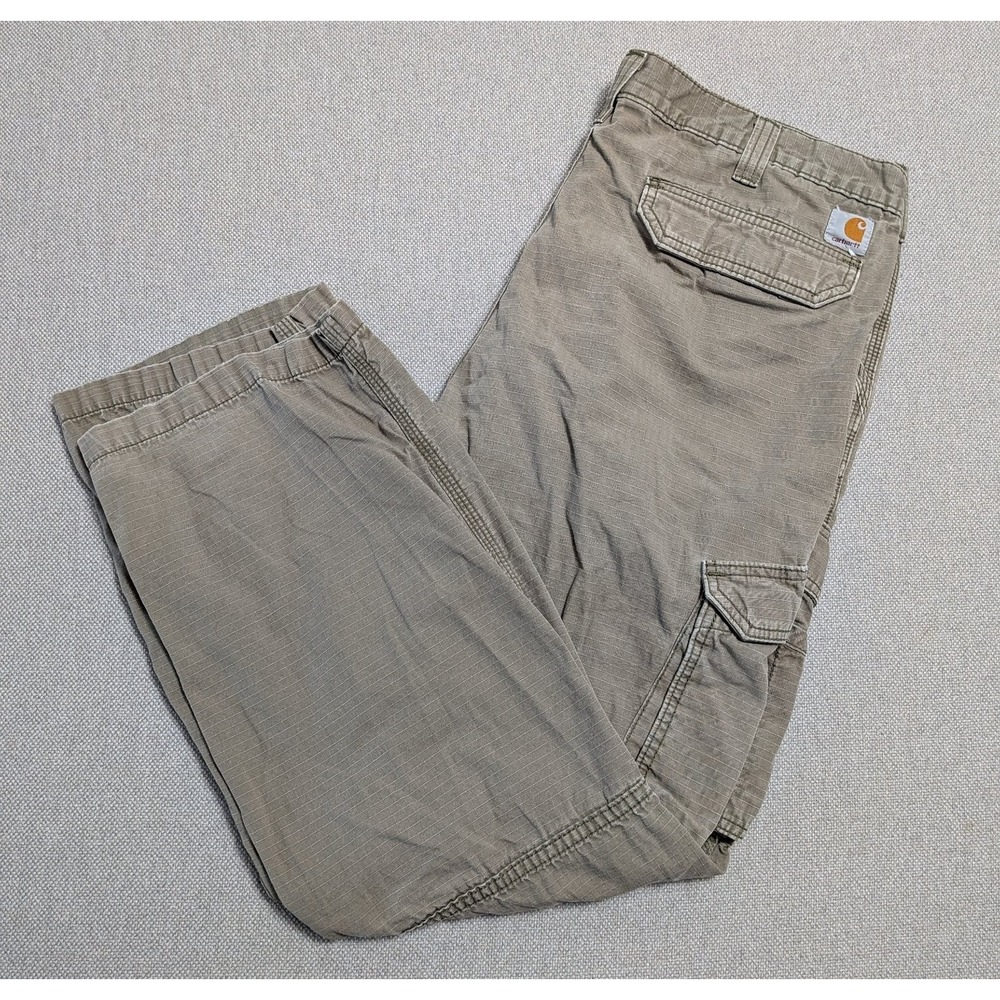 Carhartt Men's Tan Cargo Pants 40x30 Relaxed Fit Cotton Ripstop Workwear Rugged